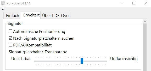PDF Over 4.1.14 Erweiterte Optionen